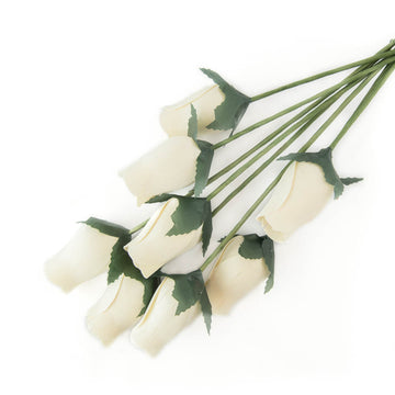 White Closed Bud Roses 8-Pack - The Original Wooden Rose