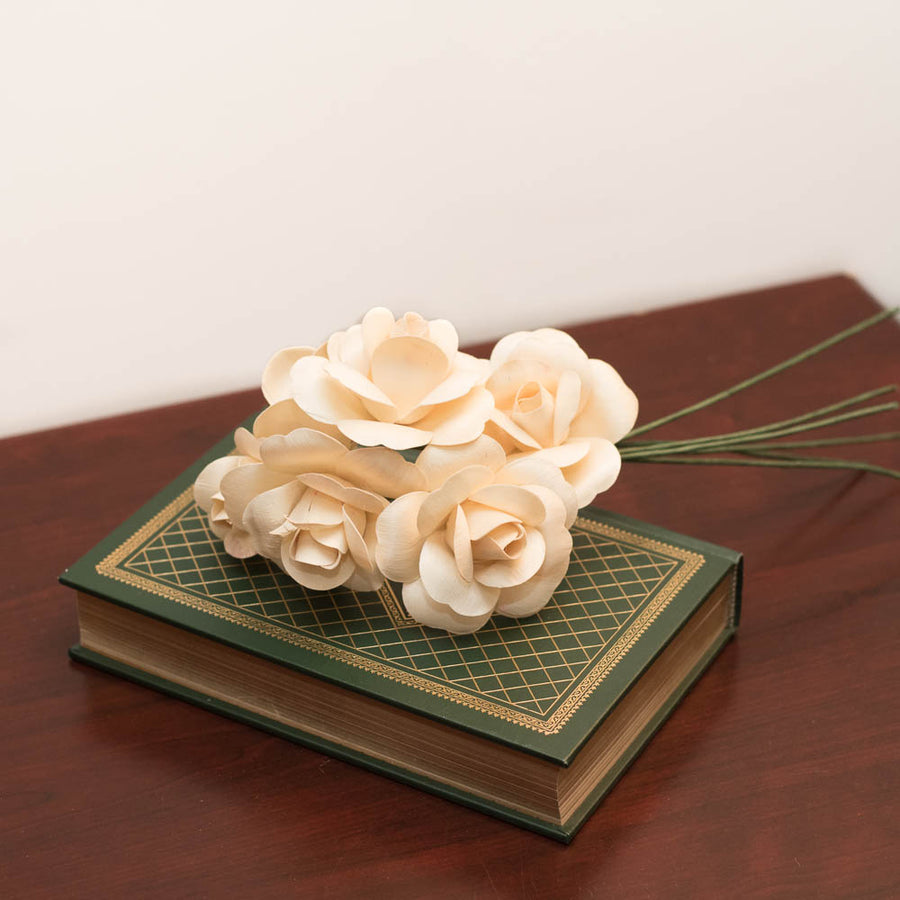 White Fully Open Roses 6-Pack - The Original Wooden Rose