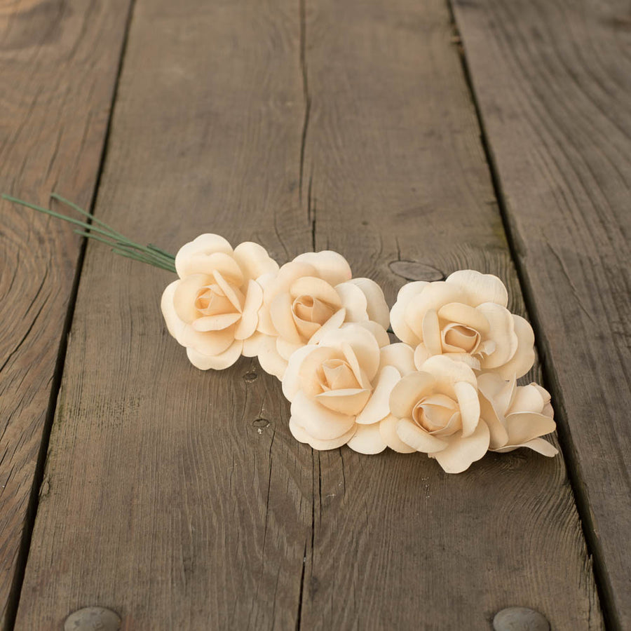 White Fully Open Roses 6-Pack - The Original Wooden Rose