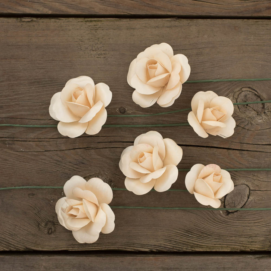 White Fully Open Roses 6-Pack - The Original Wooden Rose