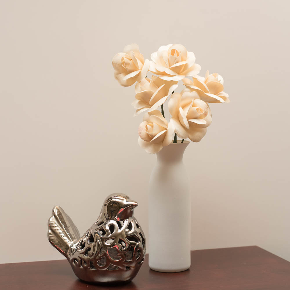 White Fully Open Roses 6-Pack - The Original Wooden Rose
