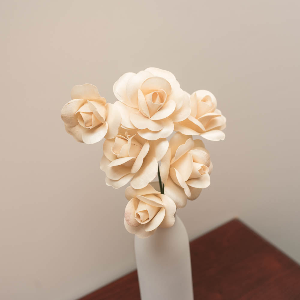 White Fully Open Roses 6-Pack - The Original Wooden Rose