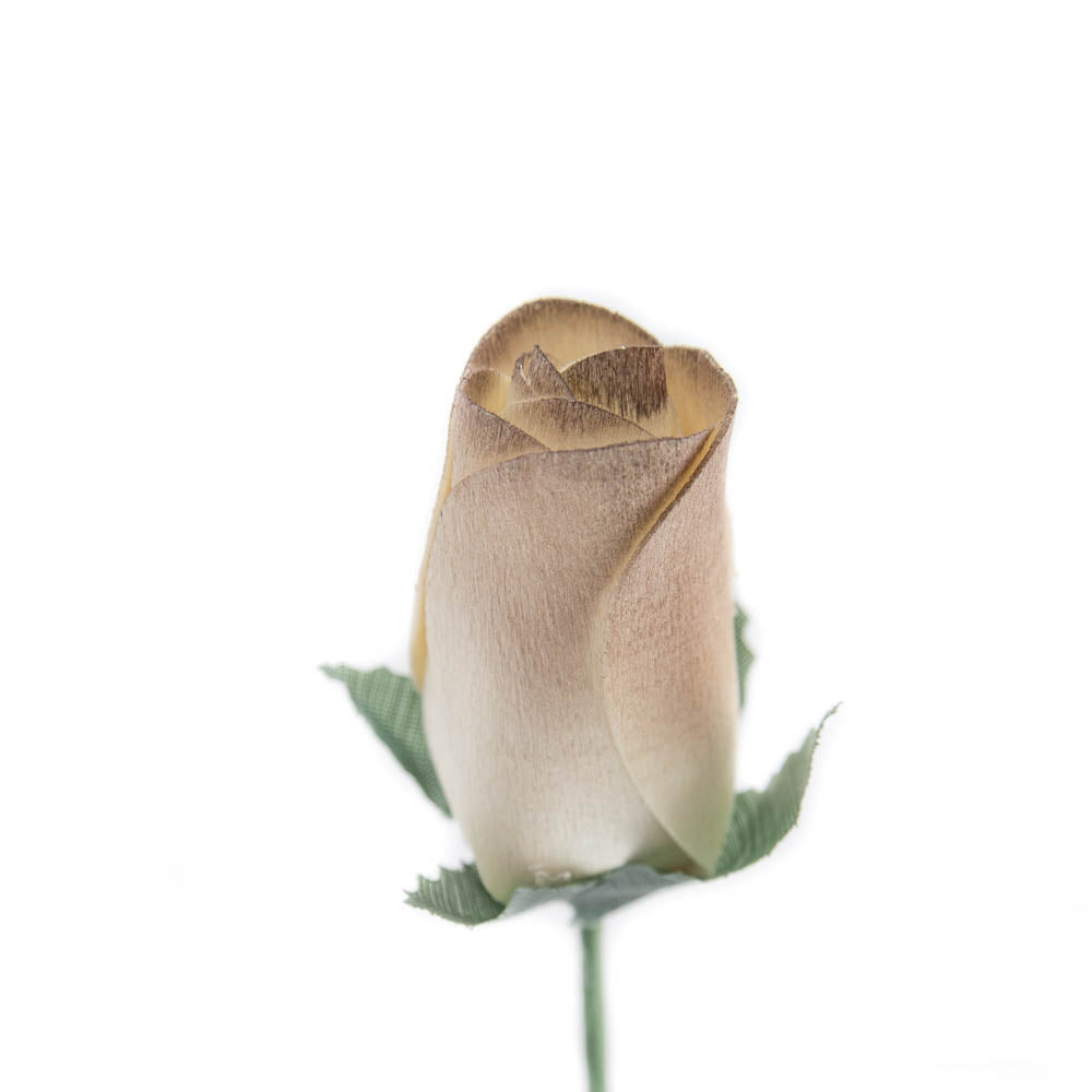 White/Brown Closed Bud Roses 8-Pack - The Original Wooden Rose