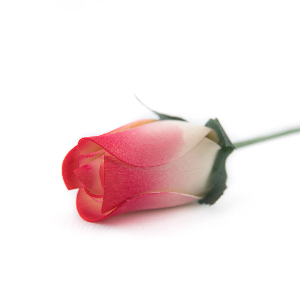 White/Red Closed Bud Roses 8-Pack - The Original Wooden Rose