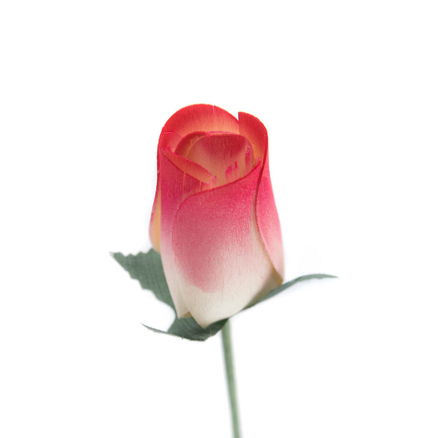 White/Red Closed Bud Roses 8-Pack - The Original Wooden Rose