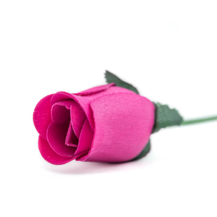 Hot Pink Closed Bud Roses 8-Pack - The Original Wooden Rose
