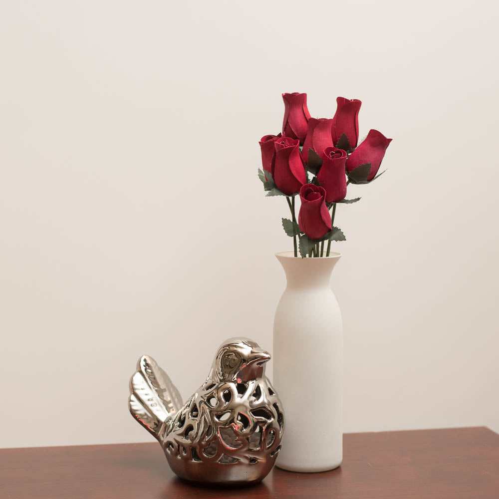 Burgundy Closed Bud Roses 8-Pack - The Original Wooden Rose