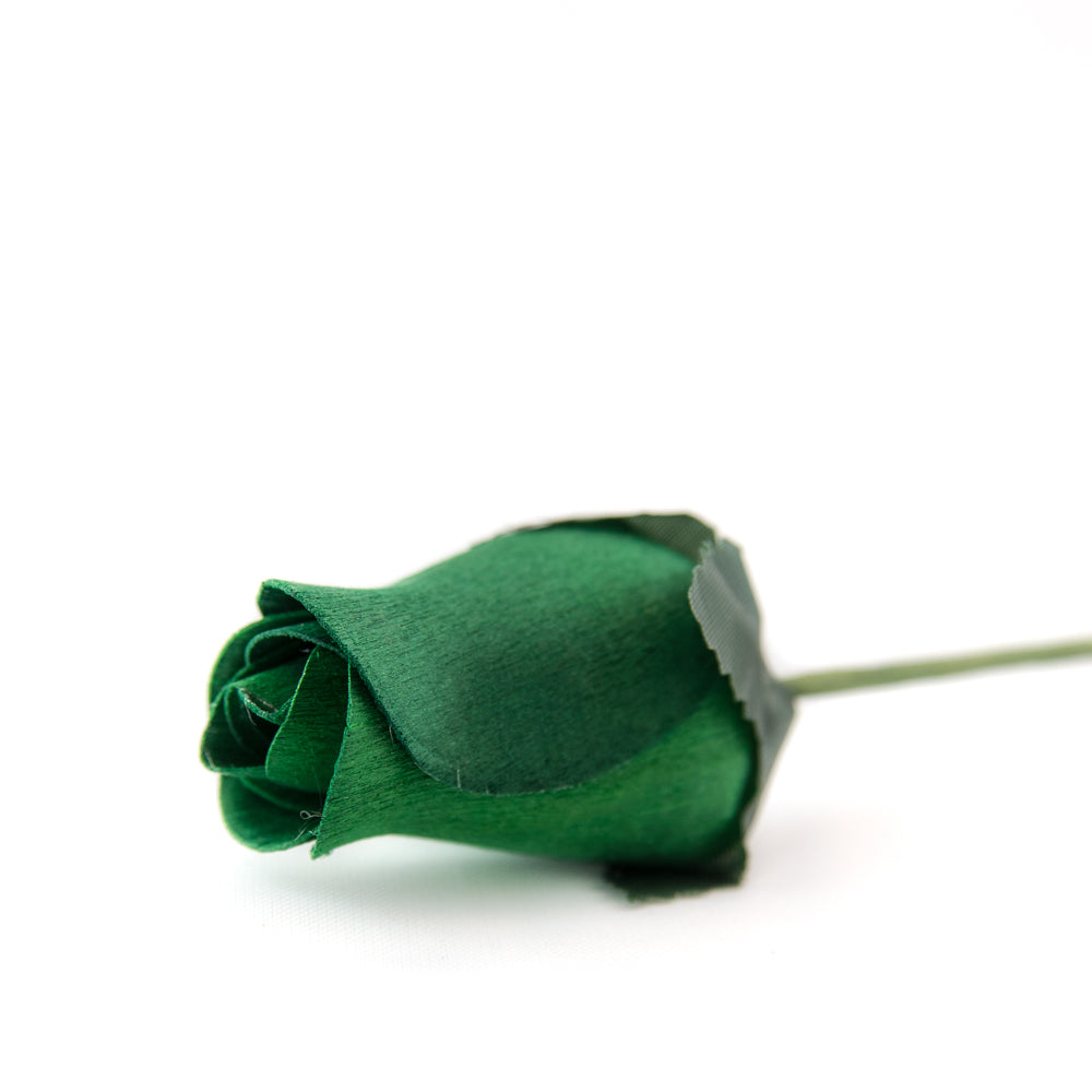 Dark Green Closed Bud Roses 8-Pack - The Original Wooden Rose