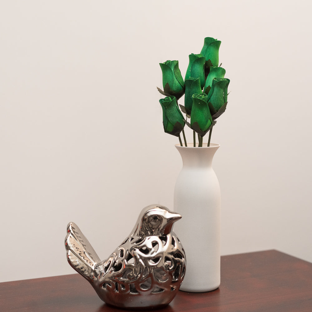 Dark Green Closed Bud Roses 8-Pack - The Original Wooden Rose