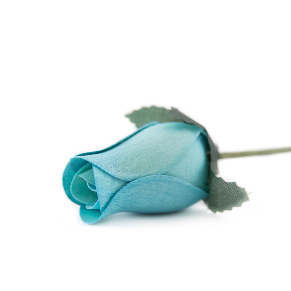 Light Blue Closed Bud Roses 8-Pack - The Original Wooden Rose