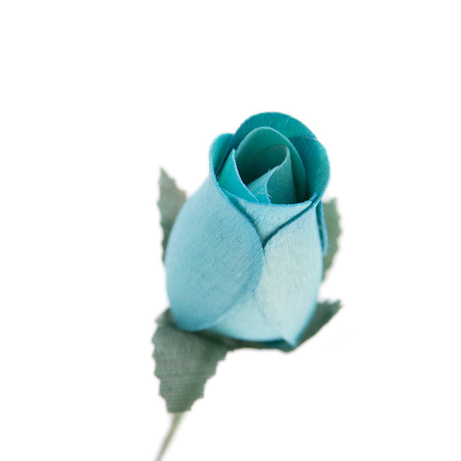 Light Blue Closed Bud Roses 8-Pack - The Original Wooden Rose