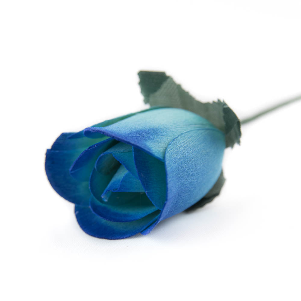 Blue/Dark Blue Half Open Roses 6-Pack - The Original Wooden Rose