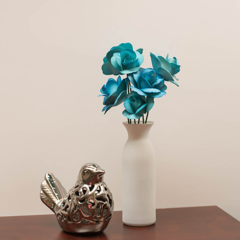 Blue/Dark Blue Fully Open Roses 6-Pack - The Original Wooden Rose