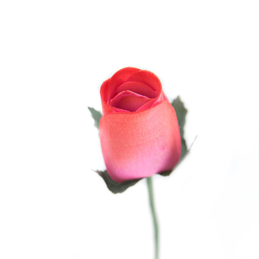 Coral/Red Closed Bud Roses 8-Pack - The Original Wooden Rose