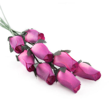 Pink/Burgundy Closed Bud Roses 8-Pack - The Original Wooden Rose