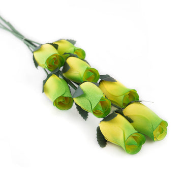 Yellow/Green Closed Bud Roses 8-Pack - The Original Wooden Rose