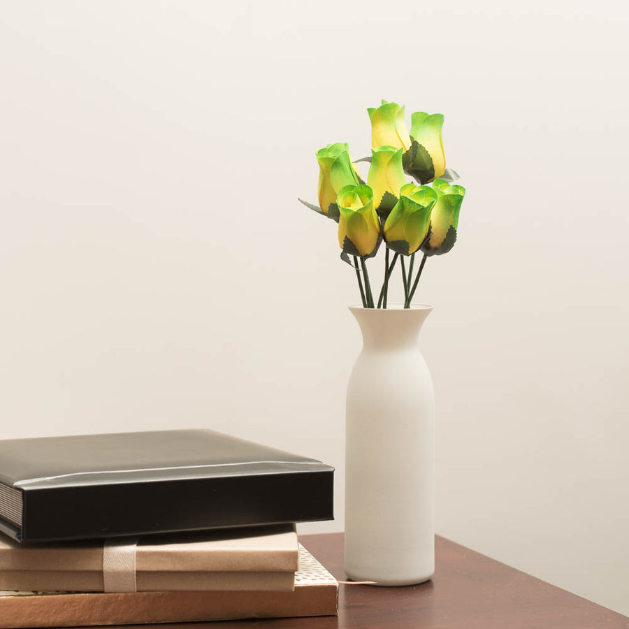 Yellow/Green Closed Bud Roses 8-Pack - The Original Wooden Rose