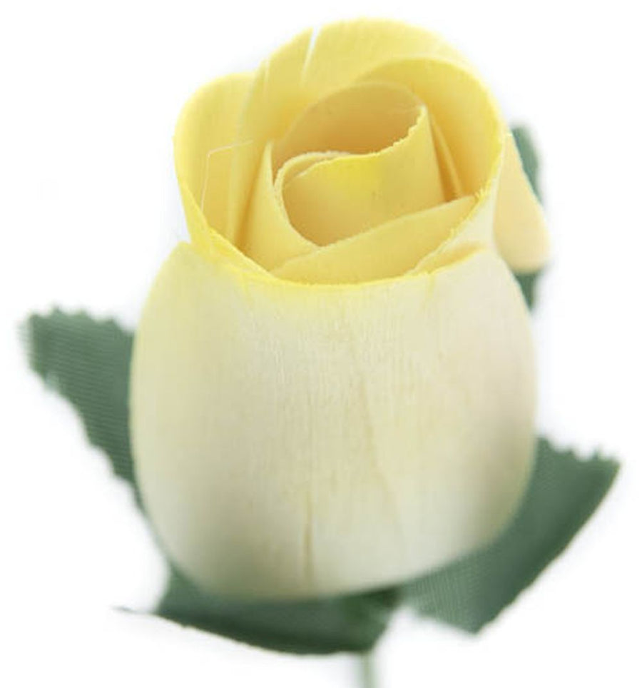 White with Yellow Tips Closed Bud Roses 8-Pack - The Original Wooden Rose
