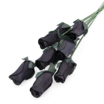 Black Closed Bud Roses 8-Pack - The Original Wooden Rose