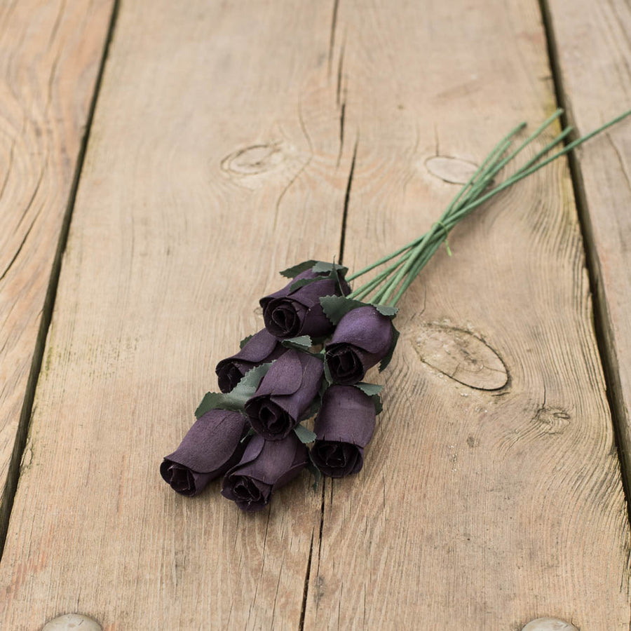 Black Closed Bud Roses 8-Pack - The Original Wooden Rose