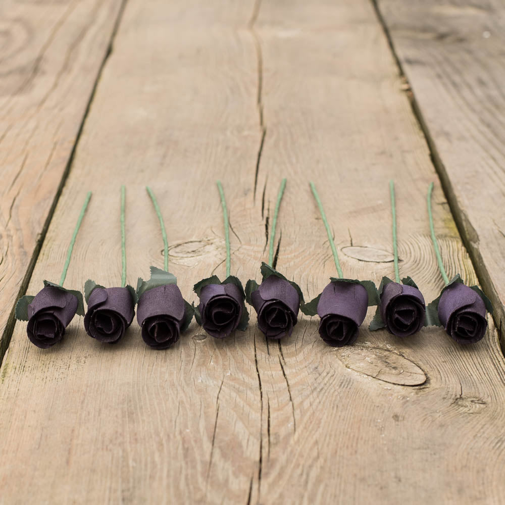 Black Closed Bud Roses 8-Pack - The Original Wooden Rose