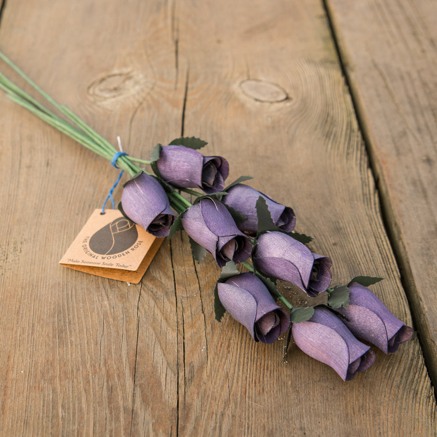 Grey Closed Bud Roses 8-Pack - The Original Wooden Rose