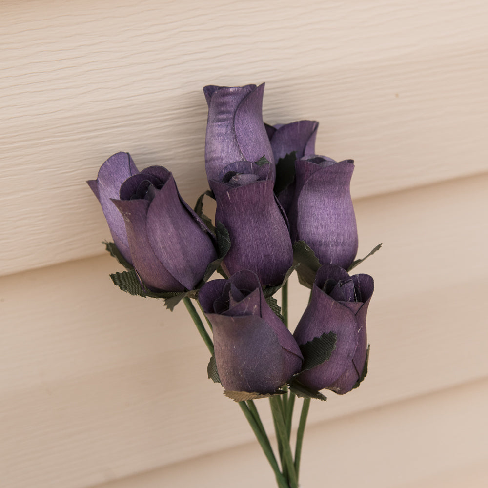 Grey Closed Bud Roses 8-Pack - The Original Wooden Rose