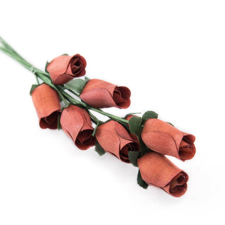 Chestnut Closed Bud Roses 8-Pack - The Original Wooden Rose