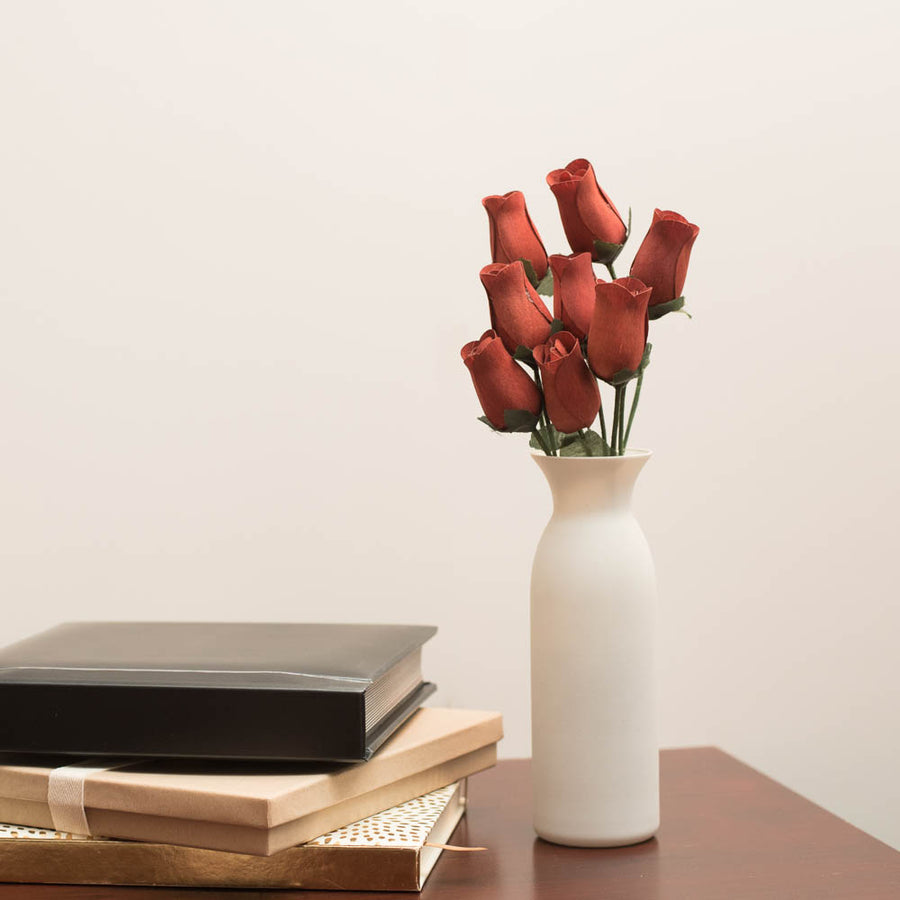 Chestnut Closed Bud Roses 8-Pack - The Original Wooden Rose