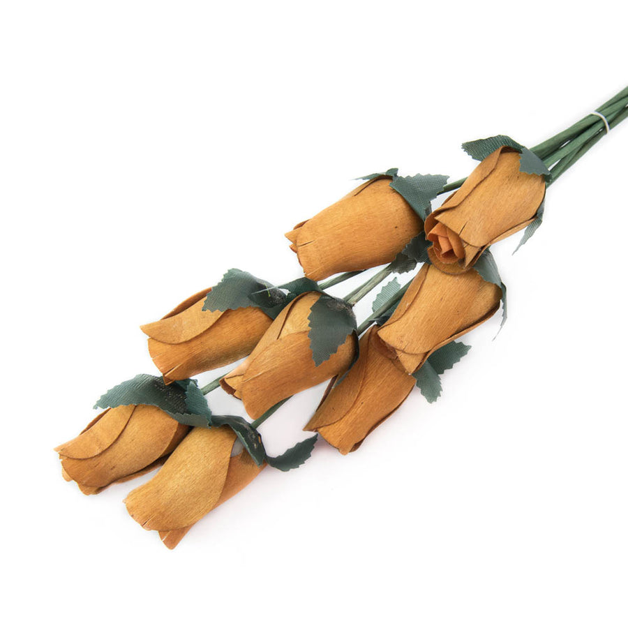 Butterscotch Closed Bud Roses 8-Pack - The Original Wooden Rose