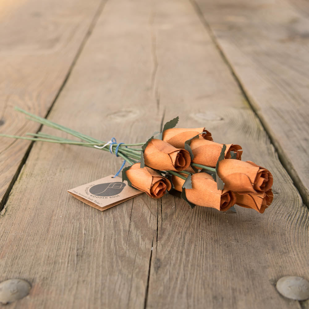 Butterscotch Closed Bud Roses 8-Pack - The Original Wooden Rose