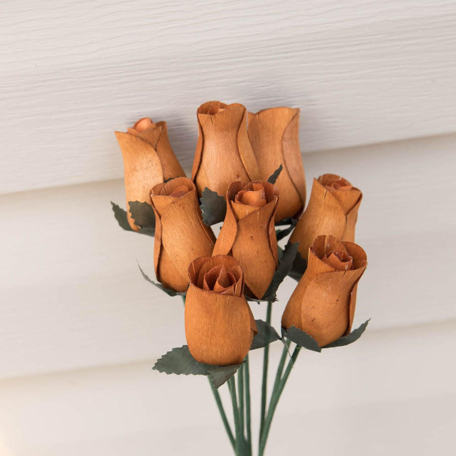 Butterscotch Closed Bud Roses 8-Pack - The Original Wooden Rose