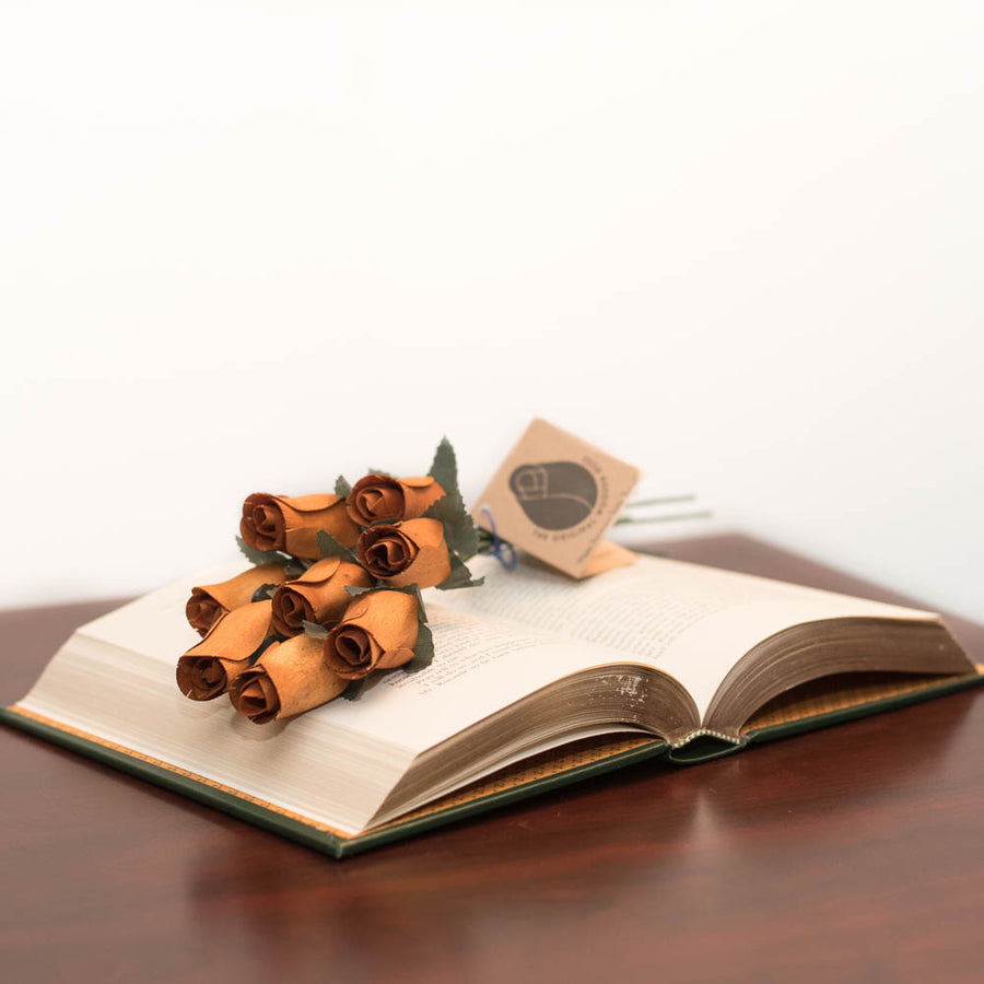 Butterscotch Closed Bud Roses 8-Pack - The Original Wooden Rose