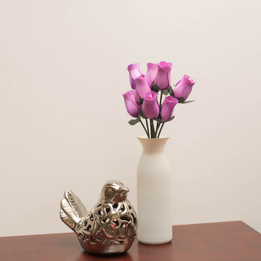 Lavender Closed Bud Roses 8-Pack - The Original Wooden Rose