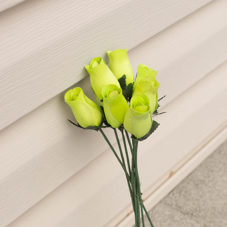 Light Green Closed Bud Roses 8-Pack - The Original Wooden Rose