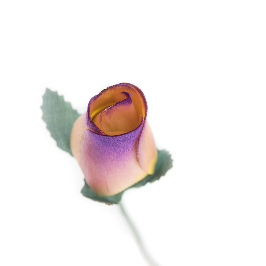 Yellow/Plum Closed Bud Roses 8-Pack - The Original Wooden Rose