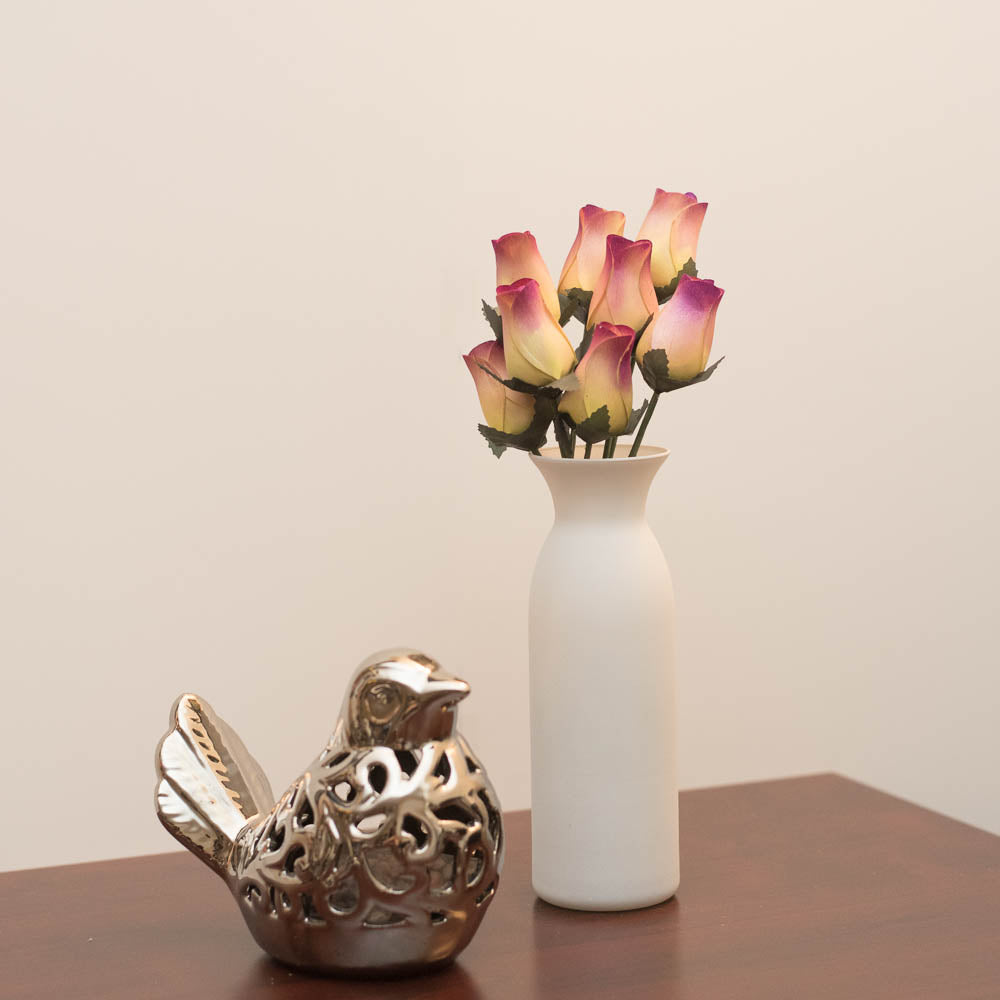 Yellow/Plum Closed Bud Roses 8-Pack - The Original Wooden Rose