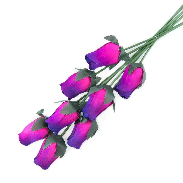 Hot Pink/Purple Closed Bud Roses 8-Pack - The Original Wooden Rose