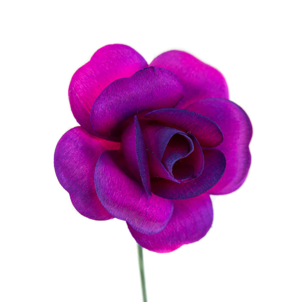 Hot Pink/Purple Fully Open Roses 6-Pack - The Original Wooden Rose