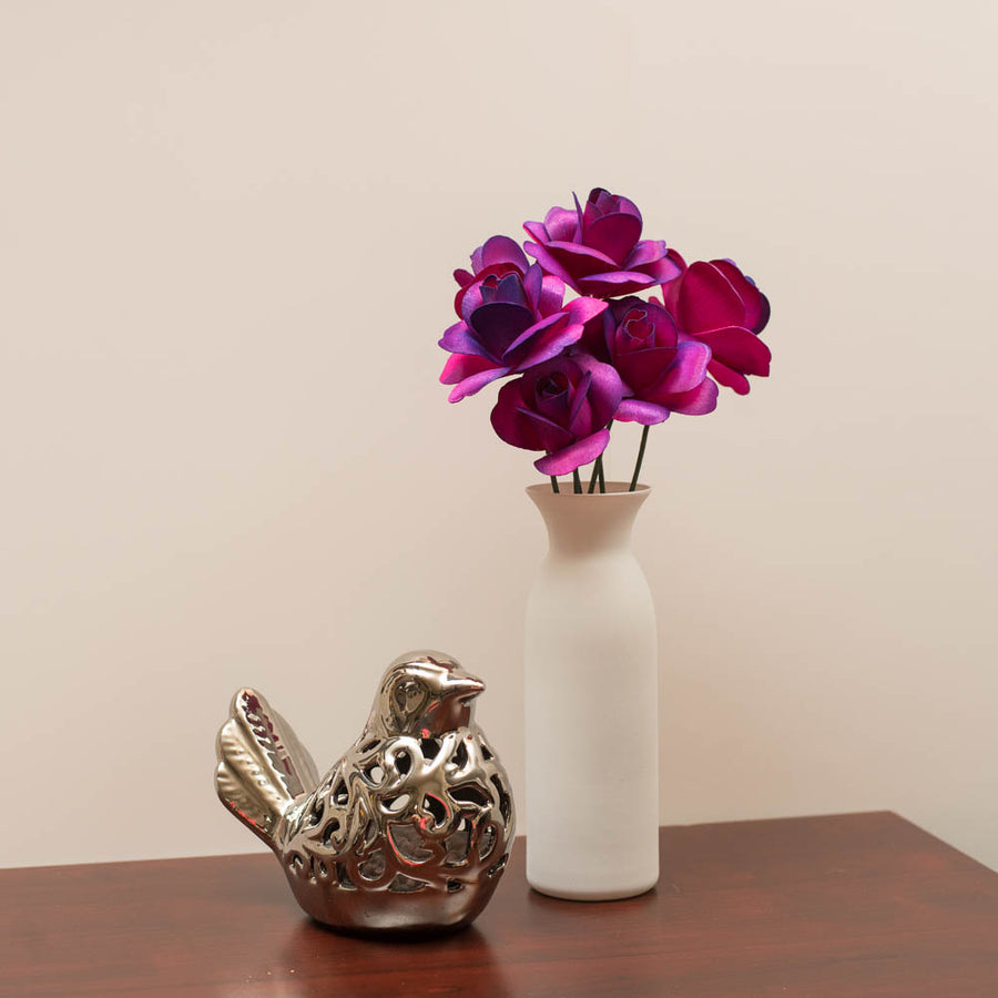 Hot Pink/Purple Fully Open Roses 6-Pack - The Original Wooden Rose