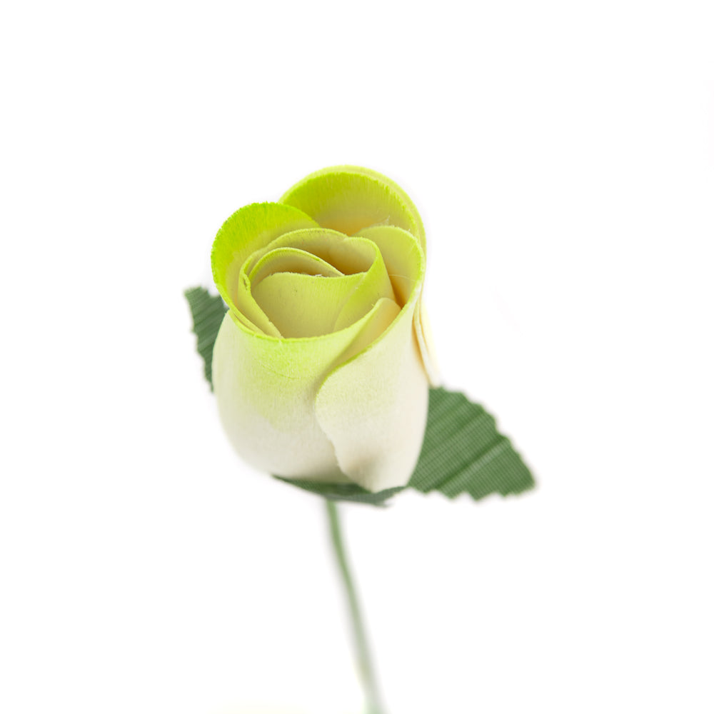 White/Light Green Closed Bud Roses 8-Pack - The Original Wooden Rose