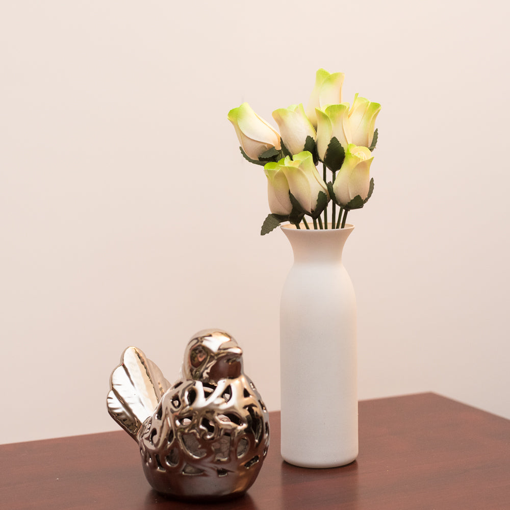 White/Light Green Closed Bud Roses 8-Pack - The Original Wooden Rose