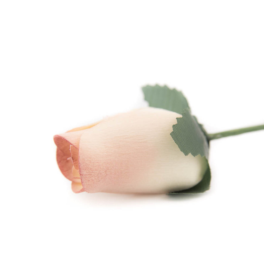White/Cinnamon Closed Bud Roses 8-Pack - The Original Wooden Rose