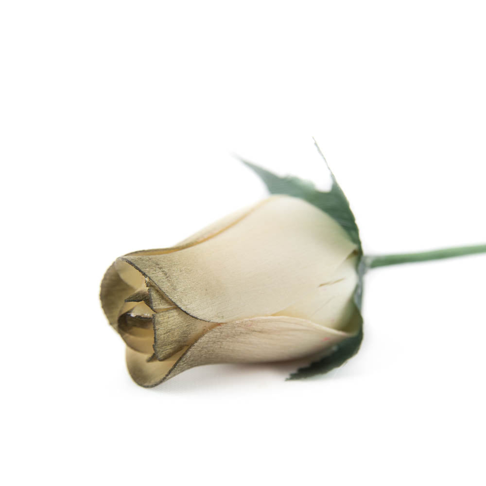 White/Olive Closed Bud Roses 8-Pack - The Original Wooden Rose