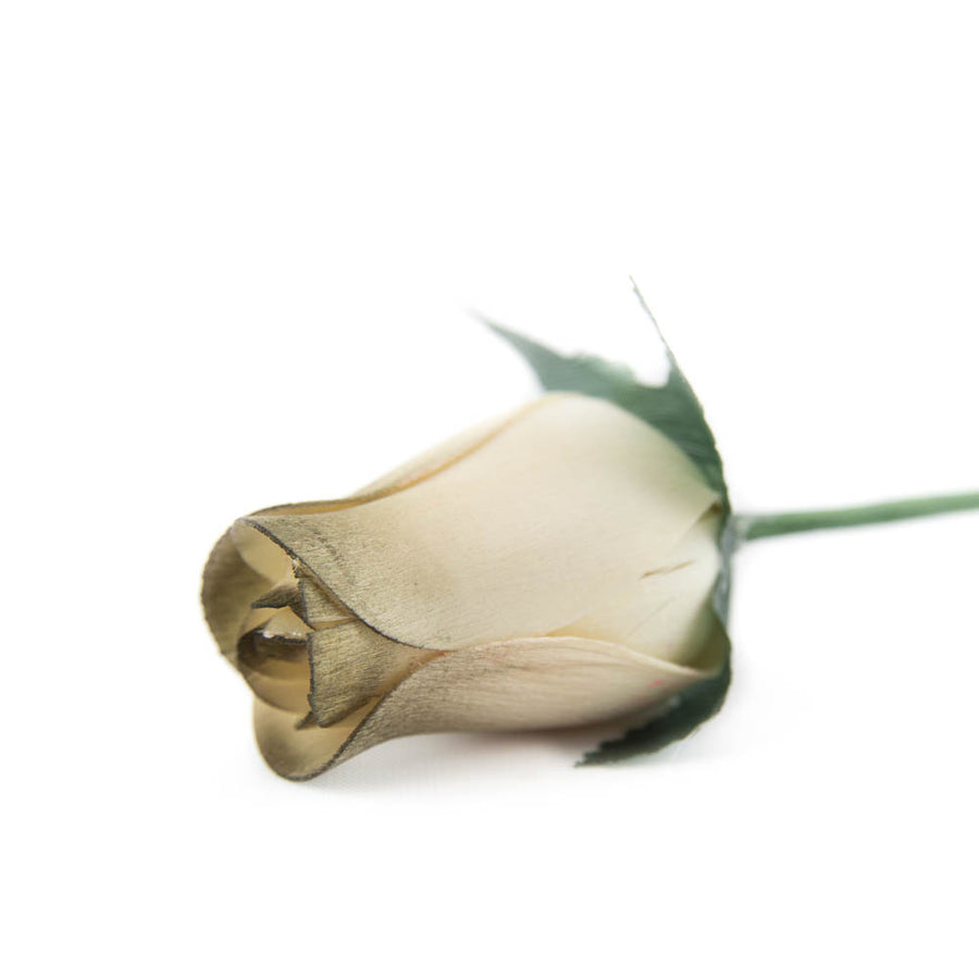 White/Olive Closed Bud Roses 8-Pack - The Original Wooden Rose