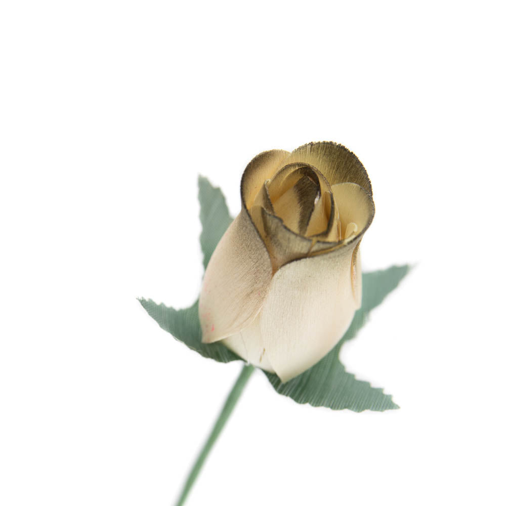 White/Olive Closed Bud Roses 8-Pack - The Original Wooden Rose