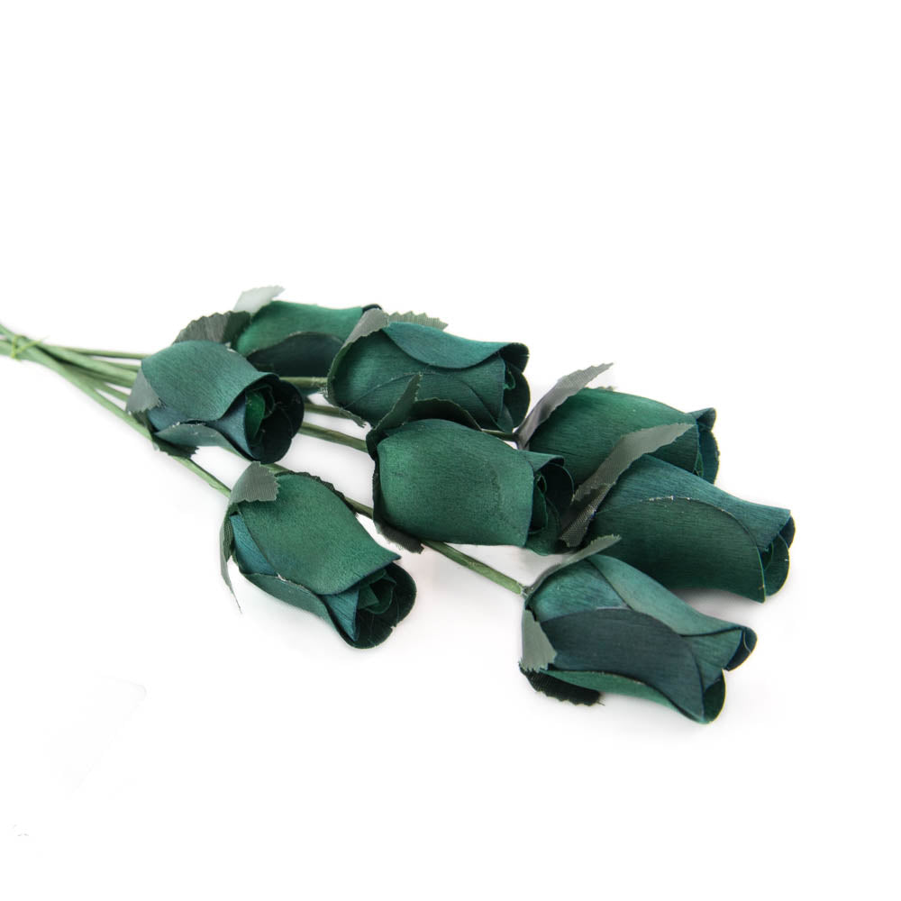 Hunters Green Roses Hunter Green Closed Bud Roses 8-Pack – The Original Wooden Rose