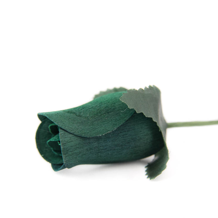 Hunter Green Closed Bud Roses 8-Pack - The Original Wooden Rose