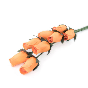 Pumpkin Closed Bud Roses 8-Pack - The Original Wooden Rose