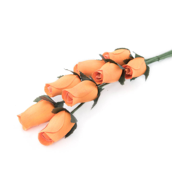 Pumpkin Closed Bud Roses 8-Pack - The Original Wooden Rose